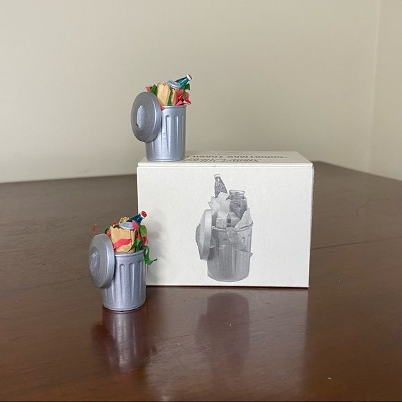 Department 56 Original Snow Village Garbage Trash Can Accessories Set of 2 - Picture 3 of 3
